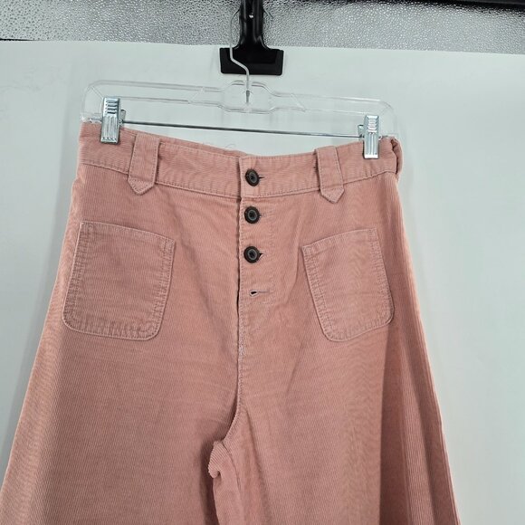 Frye Llana Ultra High Rise Wide Leg Corduroy Jeans mauve FLAWED Size 4 - Picture 7 of 15